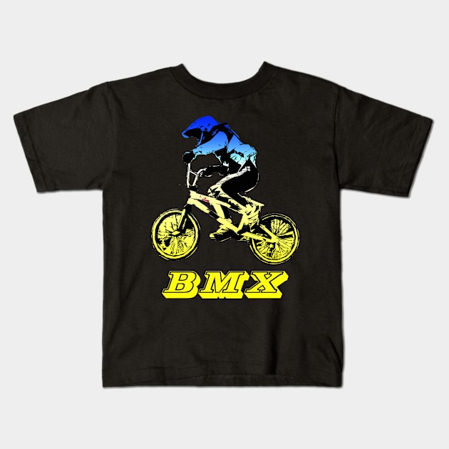 bmx Kids T-Shirt by rickylabellevie